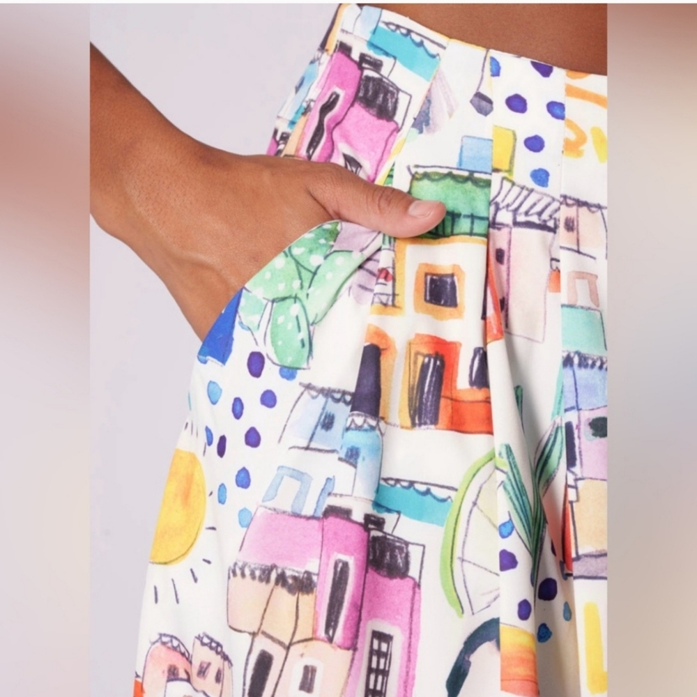 New AKIRA two piece crazy print wide leg pants set - Picture 4 of 5